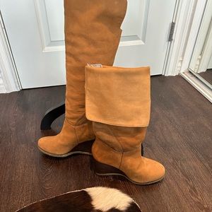 Soft leather UGG wedge boots. Over the knee or folded to ankle very sexy